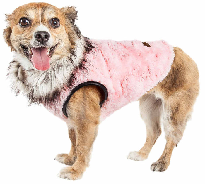 Pet Life ® Luxe 'Pinkachew' Charming Designer Mink Fur Dog Coat Jacket