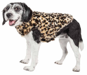 Pet Life ® Luxe 'Poocheetah' Ravishing Designer Spotted Cheetah Patterned Mink Fur Dog Coat Jacket - Pet Totality