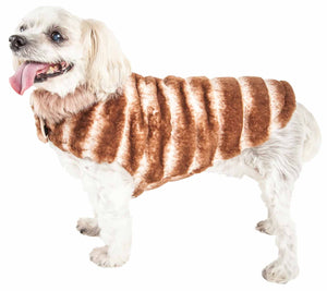 Pet Life ® Luxe 'Tira-Poochoo' Tiramisu Patterned Mink Dog Coat Jacket - Pet Totality
