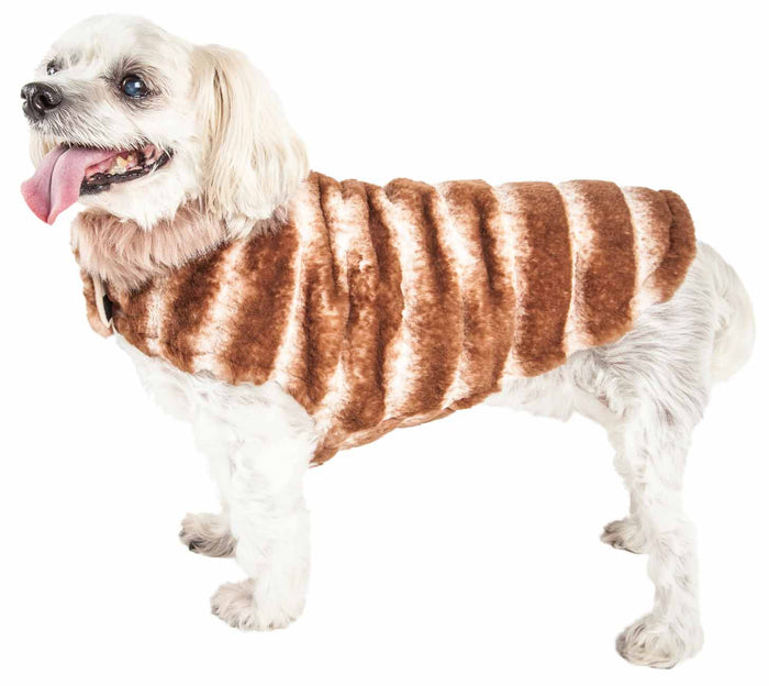 Pet Life ® Luxe 'Tira-Poochoo' Tiramisu Patterned Mink Dog Coat Jacket