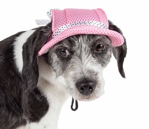 Pet Life ® 'Sea Spot Sun' Uv Protectant Adjustable Fashion Mesh Brimmed Dog Hat Cap - Pet Totality