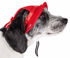 Pet Life ® 'Sea Spot Sun' Uv Protectant Adjustable Fashion Mesh Brimmed Dog Hat Cap - Pet Totality
