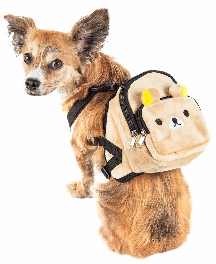 Pet Life ® 'Teddy Tails' Dual-Pocketed Compartmental Animated Dog Harness Backpack