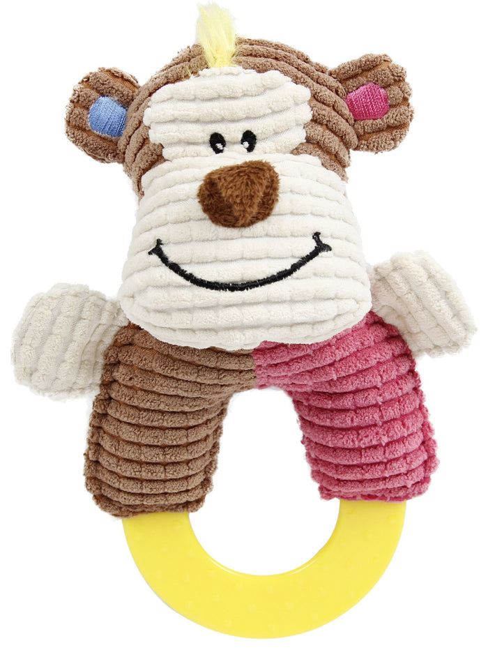 Pet Life  'Ring-O-Round' Plush Squeaking and Rubber Teething Newborn Puppy Dog Toy