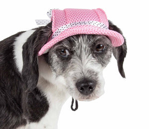 Pet Life  'Sea Spot Sun' Uv Protectant Adjustable Fashion Mesh Brimmed Dog Hat Cap - Pet Totality