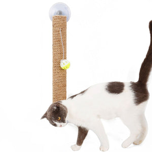 Pet Life  'Stick N' Claw' Sisal Rope and Toy Suction Cup Stick Shaped Cat Scratcher - Pet Totality