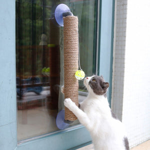Pet Life  'Stick N' Claw' Sisal Rope and Toy Suction Cup Stick Shaped Cat Scratcher - Pet Totality