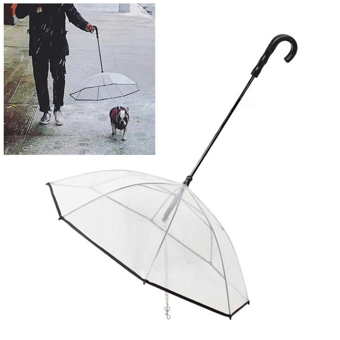 Pet Totality Transparent Small Dog Umbrella With Attached Leash