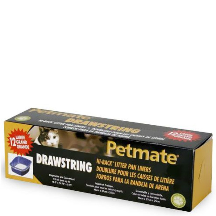 Petmate Hi Back Pan Drawstring Liners 12Ct Large