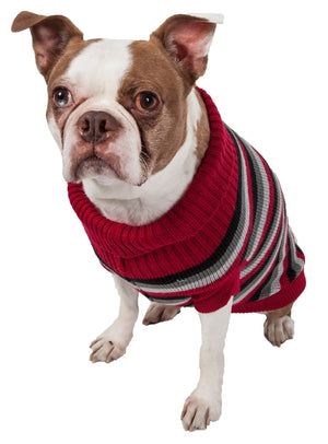 Polo-Casual Lounge Cable Knit Designer Turtle Neck Dog Sweater - Pet Totality