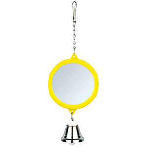 Prevue Pet Products Birdie Basics Two Sided Round Mirror With Bell Bird Toy - Pet Totality