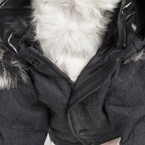 Ruff-Choppered Denim Fashioned Wool Pet Coat - Pet Totality