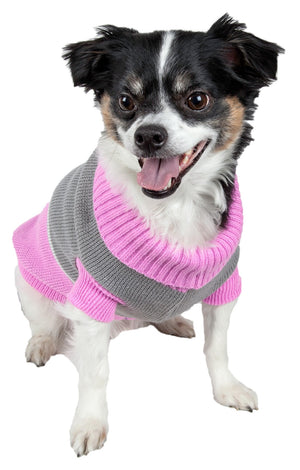 Snow Flake Cable-Knit Ribbed Fashion Turtle Neck Dog Sweater - Pet Totality
