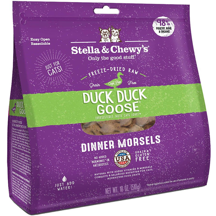 Stella & Chewys Cat Freeze Dried Duck Duck Goose Dinner 18 Oz.