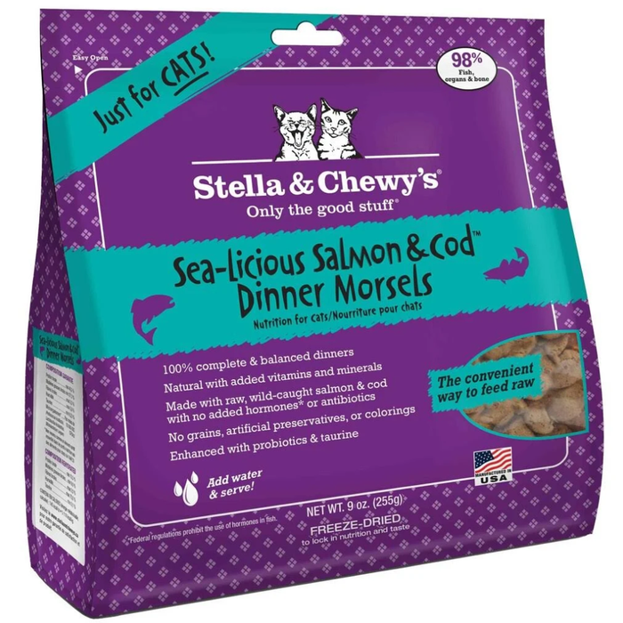 Stella & Chewys Cat Freeze Dried Sea-Licious Salmon & Cod Dinner 9 Oz.