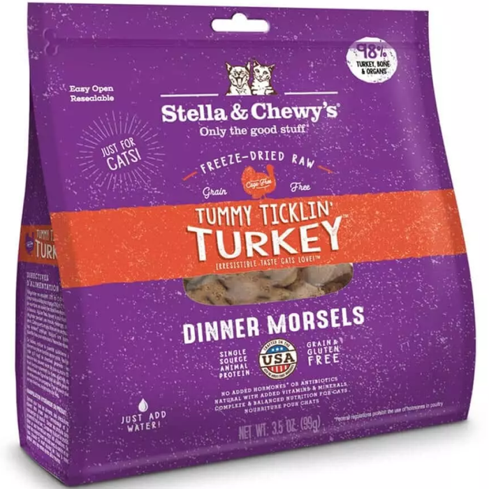 Stella & Chewys Cat Freeze Dried Tummy Ticklin' Turkey Dinner 3.5 Oz.