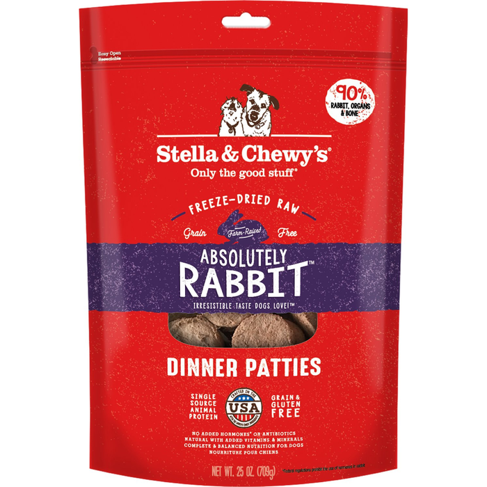 Stella & Chewys Dog Freeze-Dried Dinner Patties Rabbit 25Oz