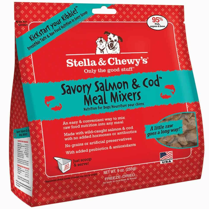 Stella & Chewys Freeze Dried Dog  Food-Mixers Salmon Cod 9Oz