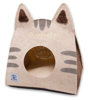 Touchcat 'Kitty Ears' Travel On-The-Go Collapsible Folding Cat Pet Bed House With Toy - Pet Totality