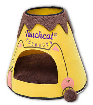 Touchcat Molten Lava Designer Triangular Cat Pet Kitty Bed House With Toy - Pet Totality