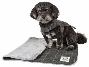 Touchdog  2-In-1 Windowpane Plaided Dog Jacket With Matching Reversible Dog Mat - Pet Totality