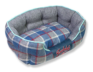 Touchdog 'Archi-Checked' Designer Plaid Oval Dog Bed - Pet Totality