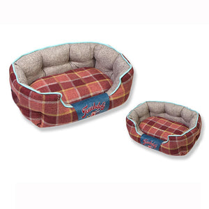 Touchdog 'Archi-Checked' Designer Plaid Oval Dog Bed - Pet Totality