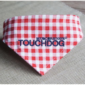 Touchdog 'Bad-to-the-Bone' Plaid Patterned Fashionable Velcro Bandana - Pet Totality