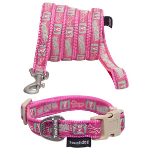 Touchdog 'Caliber' Designer Embroidered Fashion Pet Dog Leash And Collar Combination - Pet Totality