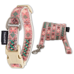 Touchdog 'Carpentry Patterned' Tough Stitched Embroidered Collar and Leash - Pet Totality