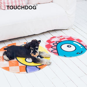 Touchdog Cartoon Sleepy Monster Rounded Cat and Dog Mat - Pet Totality
