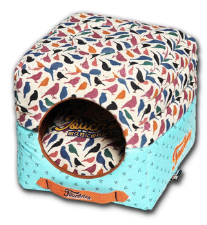Touchdog Chirpin-Avery Convertible and Reversible Squared 2-in-1 Collapsible Dog House Bed - Pet Totality