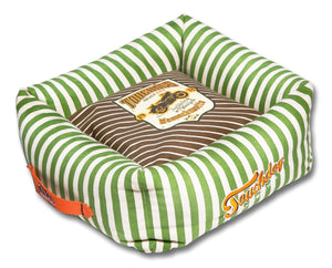 Touchdog Neutral-Striped Ultra-Plush Easy Wash Squared Designer Dog Bed - Pet Totality