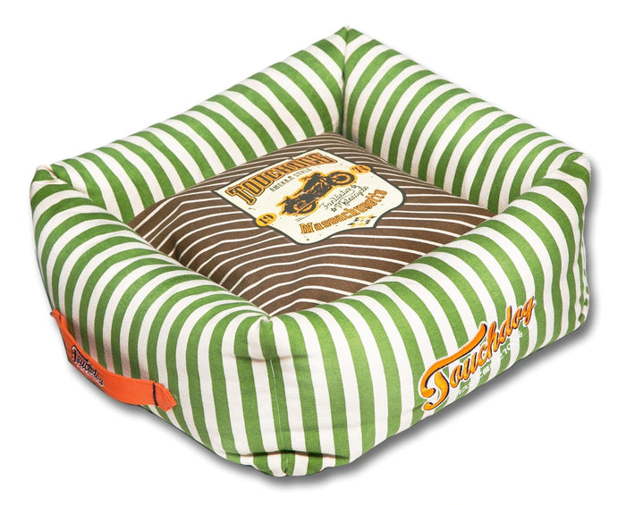 Touchdog Neutral-Striped Ultra-Plush Easy Wash Squared Designer Dog Bed
