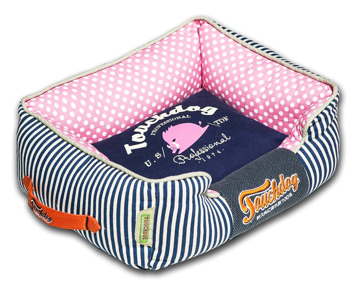 Touchdog Polka-Striped Polo Easy Wash Rectangular Fashion Dog Bed