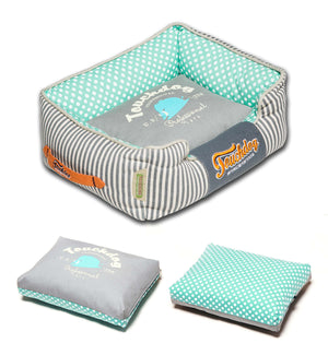 Touchdog Polka-Striped Polo Easy Wash Rectangular Fashion Dog Bed - Pet Totality