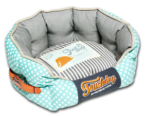 Touchdog Polka-Striped Polo Rounded Fashion Dog Bed - Pet Totality