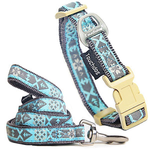 Touchdog 'Shape Patterned' Tough Stitched Embroidered Collar and Leash - Pet Totality