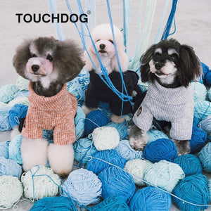 Touchdog Vogue Neck-Wrap Sweater and Denim Pant Outfit - Pet Totality