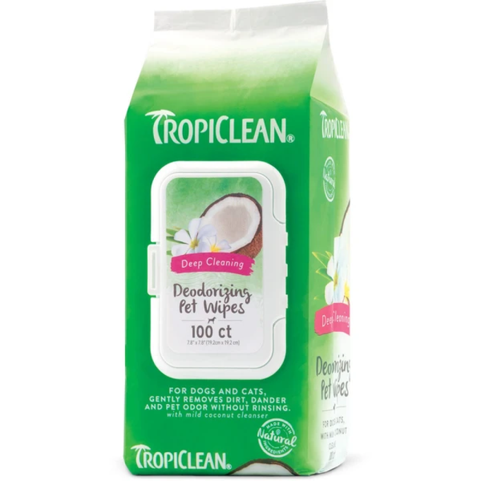 Tropiclean Deep Cleaning Deodorizing Pet Wipes 100Ct