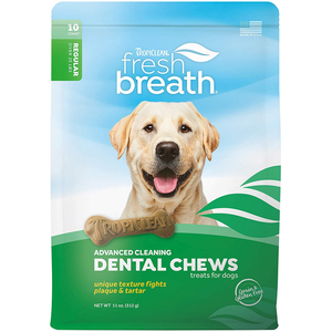 Tropiclean Dental Chew Advanced Dog Treat 25+Lbs Regular 10Pc - Pet Totality