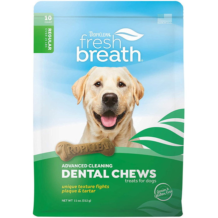 Tropiclean Dental Chew Advanced Dog Treat 25+Lbs Regular 10Pc