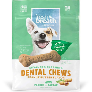 Tropiclean Dental Chew Peanut Butter Dog Treat 5-25Lb Small 20Ct - Pet Totality