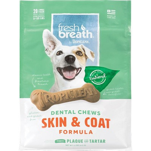 Tropiclean Dental Chew Skin & Coat Dog Treat 5-25Lbs Small 20Ct - Pet Totality
