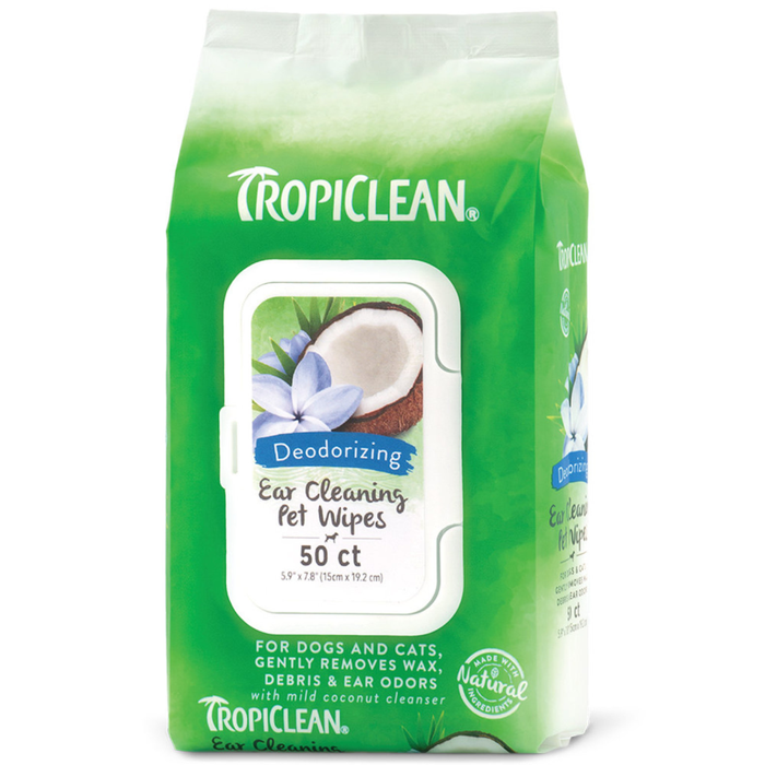Tropiclean Deodorizing Ear Cleaning Pet Wipes 50Ct