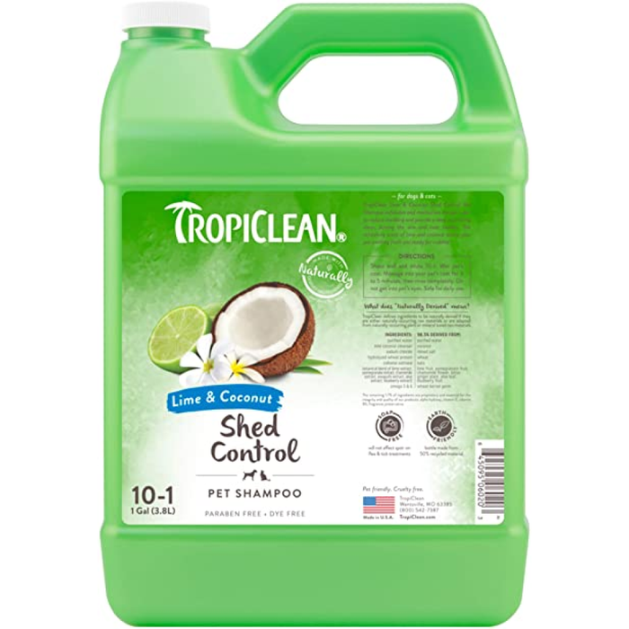 Tropiclean Deshedding Lime And Coconut 10:1 Pet Shampoo 1Gal