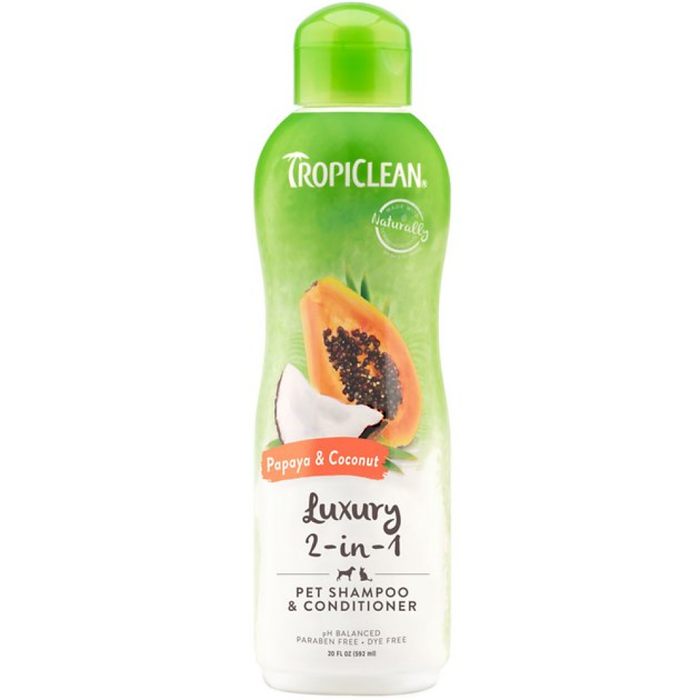Tropiclean Luxury 2-In-1 Papaya And Coconut Pet Shampoo & Conditioner 20Oz