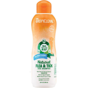 Tropiclean Natural Flea And Tick Plus Soothing Dog Shampoo 20Oz - Pet Totality