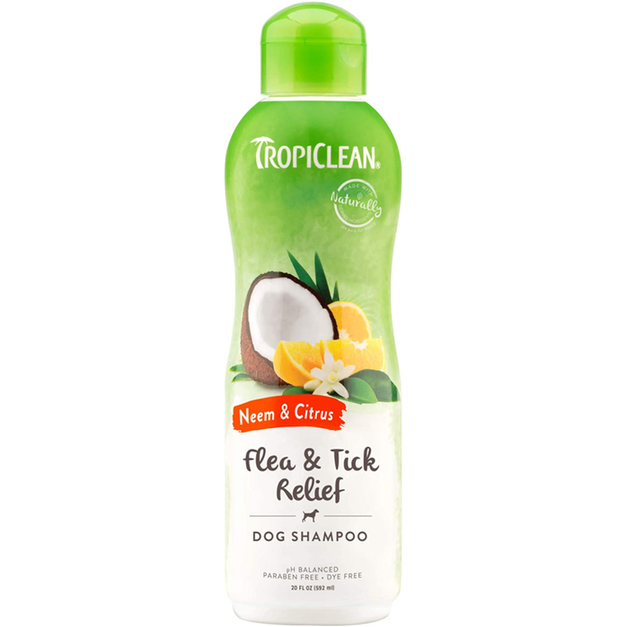 Tropiclean Neem & Citrus Relieves Itching Due To Fleas & Ticks Pet Shampoo 20Oz