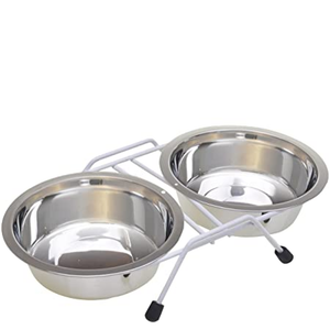 Van Ness Stainless Steel Double Dish In Wire Rack 16Oz - Pet Totality
